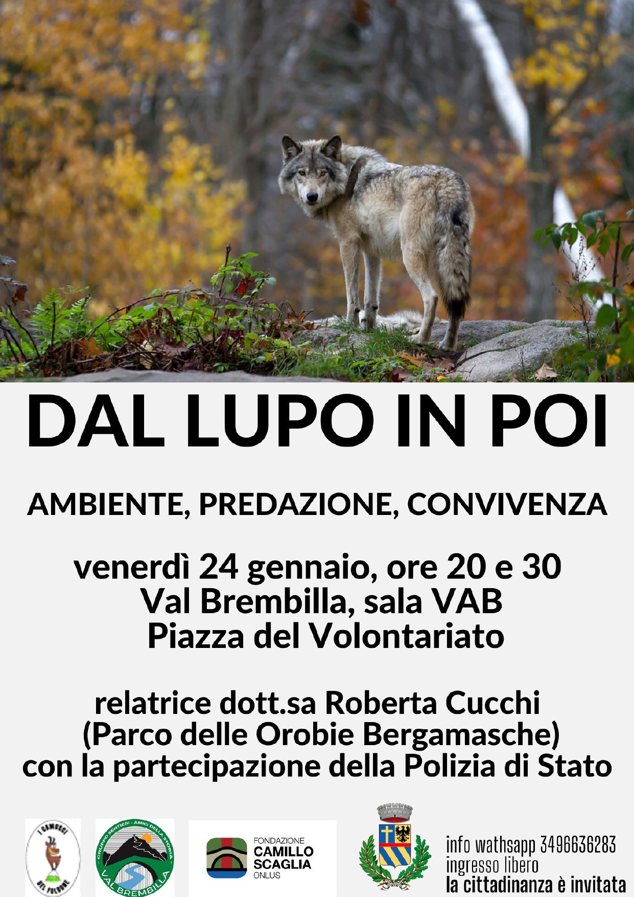 Conferenza: dal lupo in poi – ambiente, predazione, convivenza